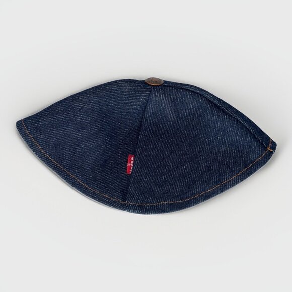 Rare Vintage Levi's Denim Yarmulke Limited Production 1980 Jewish Kippa Judaica - Picture 8 of 12